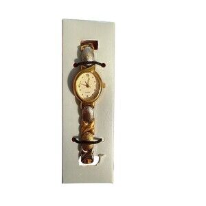 Womens Vintage Avon Tritone Gold & Silver  XOXO Hugs & Kisses Watch Bracelet NIB